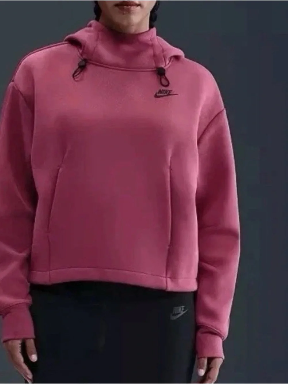Nike Sportswear Tech Fleece Oversized/Crop Top Hoodie Pink/Red FV6322-634 Size S
